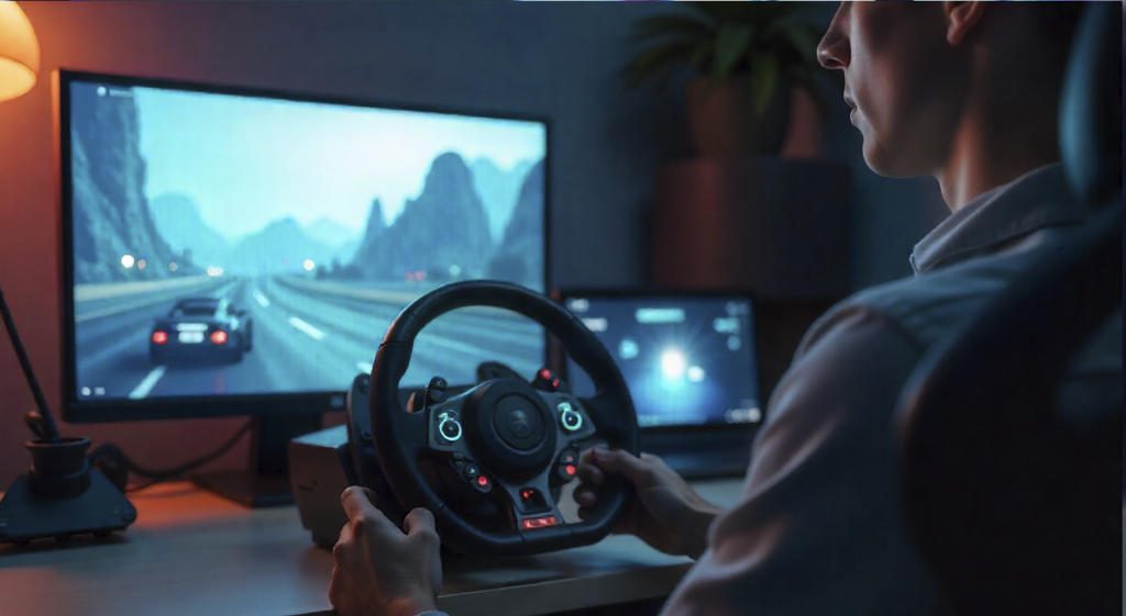 Level up your gaming: Best PXN racing wheels & flight joysticks 2 Person gaming with steering wheel setup.