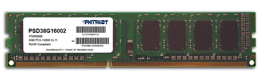Patriot SL 8GB 1600MHz DDR3 SS Desktop Memory 2 PSD38G16002.jpg. Patriot SL 8GB 1600MHz DDR3 SS Desktop Memory