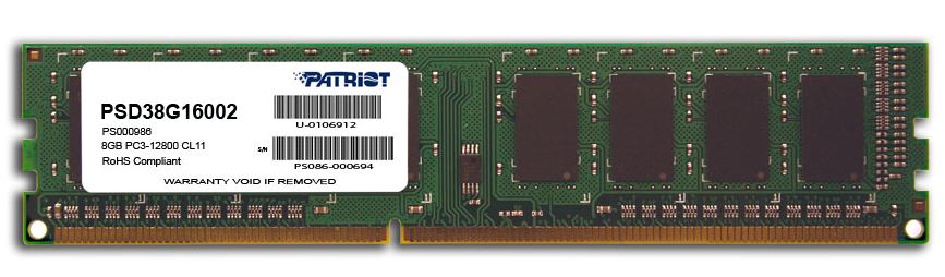 Patriot SL 8GB 1600MHz DDR3 SS Desktop Memory 4 Big_PSD38G16002-3.JPG. Patriot SL 8GB 1600MHz DDR3 SS Desktop Memory