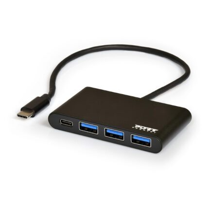900122-DE_wr_01.jpg. Port Connect USB Type-C to 3 x USB3.0|1 x Type-C Adapter - Black