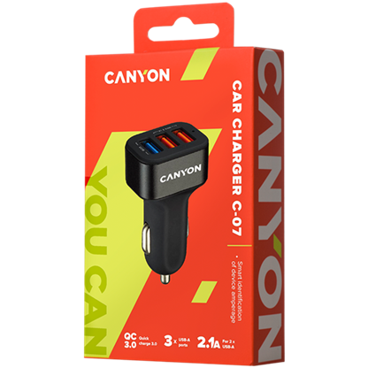 CANYON C-07, Universal 3xUSB car adapter(1 USB with Quick Charger QC3.0),In 4 220420140033215610.jpg. CANYON C-07, Universal 3xUSB car adapter(1 USB with Quick Charger QC3.0),In