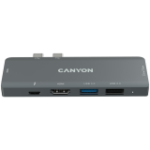 CNS-TDS05B. CANYON DS-5, Multiport Docking Station with 7 port, 1*Type C PD100W+2*HDMI+