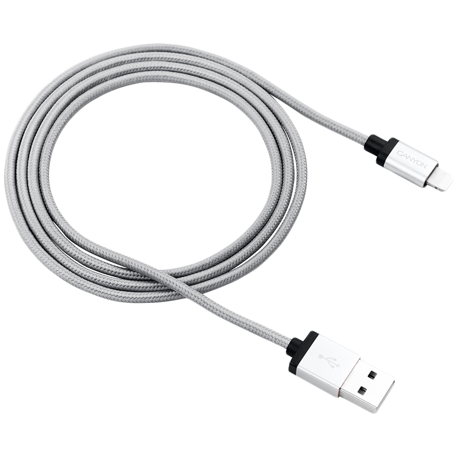 CANYON MFI-3, Charge & Sync MFI braided cable with metalic shell, USB to li 2 171031150009462748.jpg. CANYON MFI-3, Charge & Sync MFI braided cable with metalic shell, USB to li