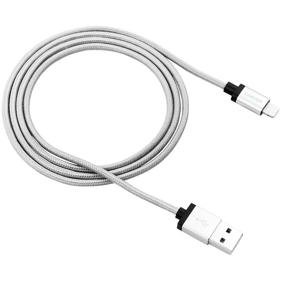 CANYON MFI-3, Charge & Sync MFI braided cable with metalic shell, USB to li 5 240612125214106142.jpg. CANYON MFI-3, Charge & Sync MFI braided cable with metalic shell, USB to li