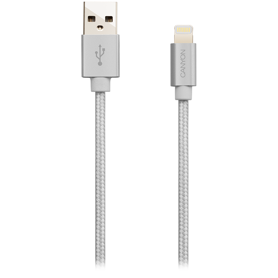 CANYON MFI-3, Charge & Sync MFI braided cable with metalic shell, USB to li 2 191014120013175298.jpg. CANYON MFI-3, Charge & Sync MFI braided cable with metalic shell, USB to li