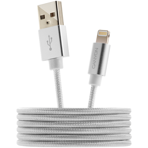CANYON MFI-3, Charge & Sync MFI braided cable with metalic shell, USB to li 3 191014120013185464.jpg. CANYON MFI-3, Charge & Sync MFI braided cable with metalic shell, USB to li