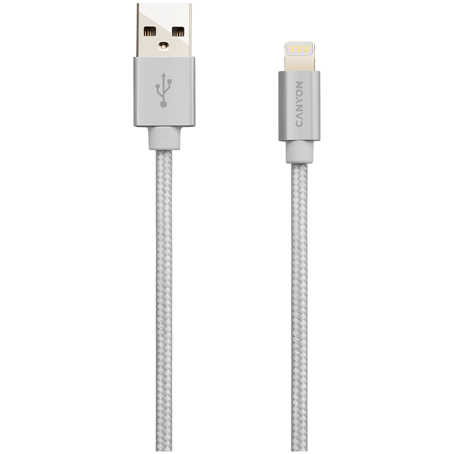 CANYON MFI-3, Charge & Sync MFI braided cable with metalic shell, USB to li 6 240612124655174089.jpg. CANYON MFI-3, Charge & Sync MFI braided cable with metalic shell, USB to li