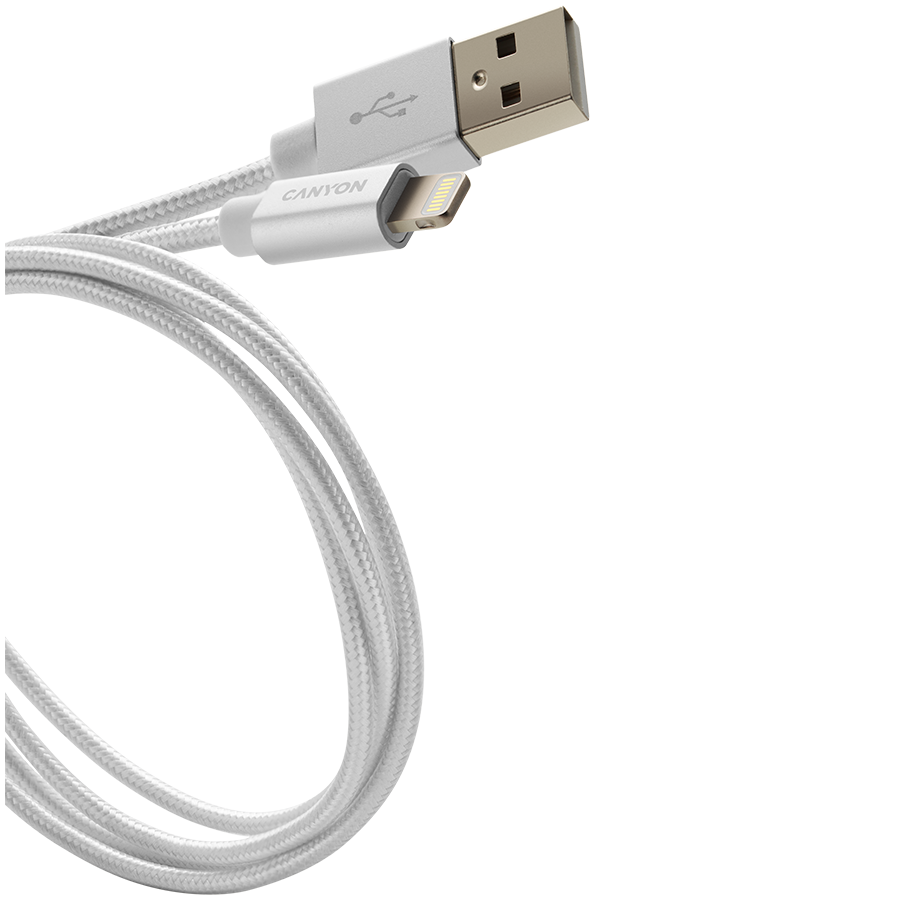 CANYON MFI-3, Charge & Sync MFI braided cable with metalic shell, USB to li 9 240612124808729927.jpg. CANYON MFI-3, Charge & Sync MFI braided cable with metalic shell, USB to li