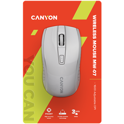 CANYON MW-7, 2.4Ghz wireless mouse, 6 buttons, DPI 800/1200/1600, with 1 AA 7 221123150034221021.jpg. CANYON MW-7, 2.4Ghz wireless mouse, 6 buttons, DPI 800/1200/1600, with 1 AA