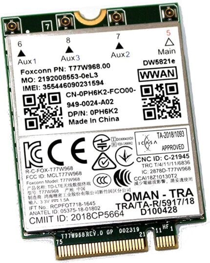 0PH6K2.jpg. Dell Latitude 5420 5424 7424 T77W968 DW5821e Snapdragon X20 LTE Network card