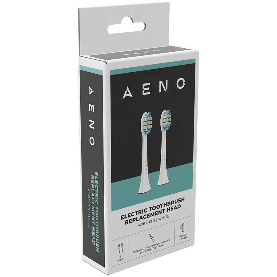 AENO Replacement toothbrush heads, White, Dupont bristles, 2pcs in set (for 6 241205170013918210.jpg. AENO Replacement toothbrush heads, White, Dupont bristles, 2pcs in set (for