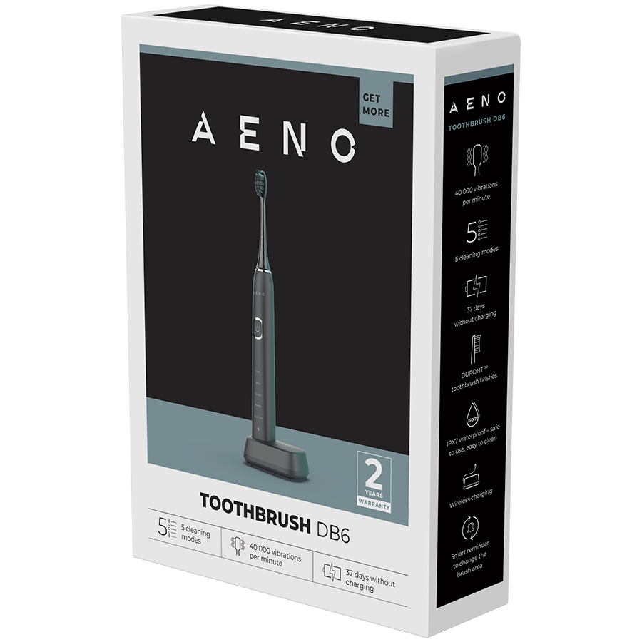 AENO Sonic Electric Toothbrush DB6: Black, 5 modes, wireless charging, 4600 11 241016180027983554.jpg. AENO Sonic Electric Toothbrush DB6: Black, 5 modes, wireless charging, 4600