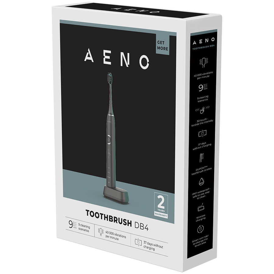 AENO Sonic Electric Toothbrush, DB4: Black, 9 scenarios, with 3D touch, wir 11 241016180025463540.jpg. AENO Sonic Electric Toothbrush, DB4: Black, 9 scenarios, with 3D touch, wir