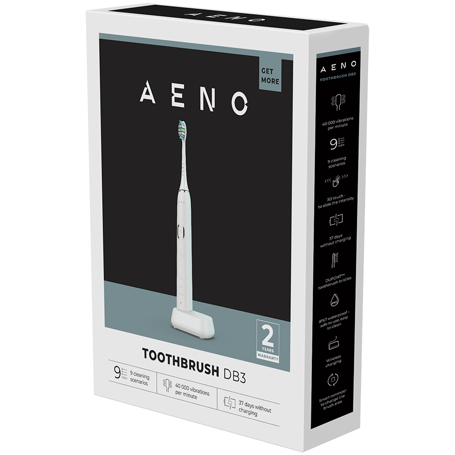 AENO Sonic Electric Toothbrush, DB3: White, 9 scenarios, with 3D touch, wir 11 241016180026635314.jpg. AENO Sonic Electric Toothbrush, DB3: White, 9 scenarios, with 3D touch, wir