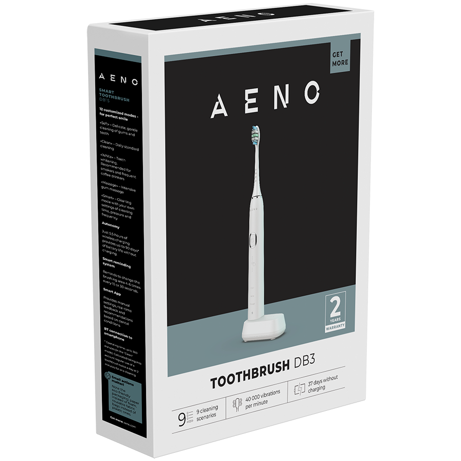 AENO Sonic Electric Toothbrush, DB3: White, 9 scenarios, with 3D touch, wir 12 241016180026662532.jpg. AENO Sonic Electric Toothbrush, DB3: White, 9 scenarios, with 3D touch, wir