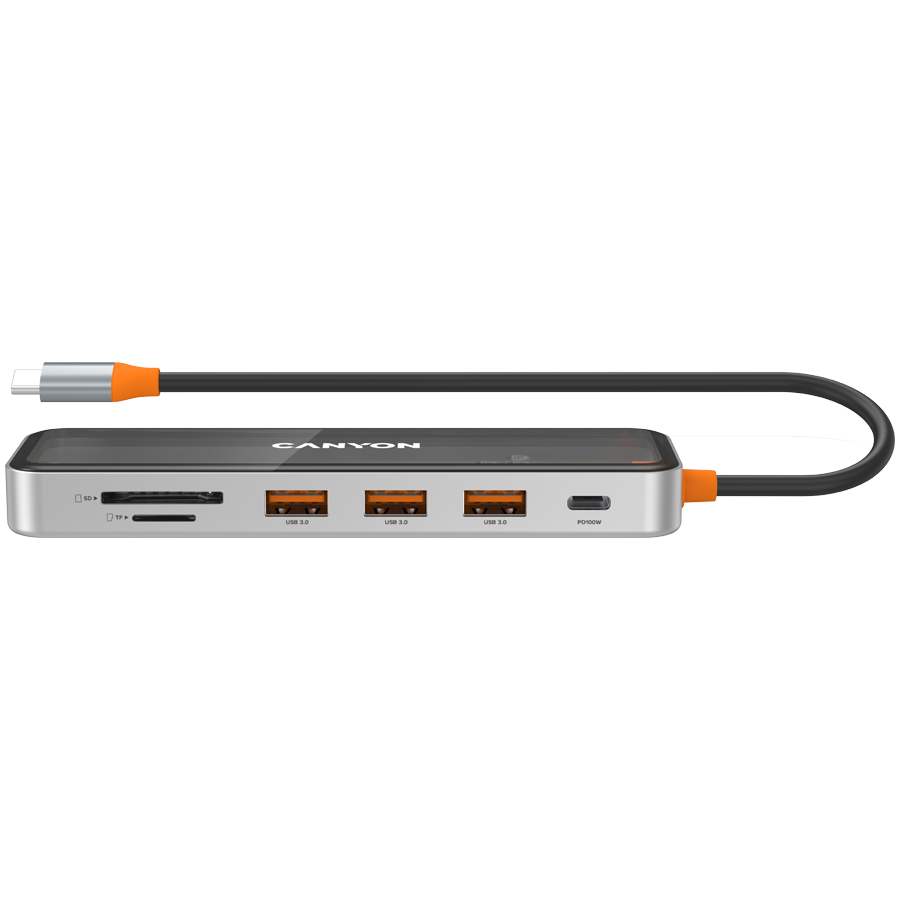 CANYON hub DS-13 7in1 4k USB-C Transparent Space Grey 5 240131080012497932.jpg. CANYON hub DS-13 7in1 4k USB-C Transparent Space Grey