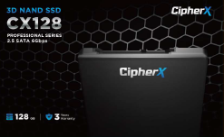 CX128GBNX100S.jpg. 128GB CipherX, CX128 PRO 2.5", 3D NAND TLC, NANDXtend ECC Data Protect, SLC Caching, SATA-6Gbps (TCG and AES Encryption support) SSD