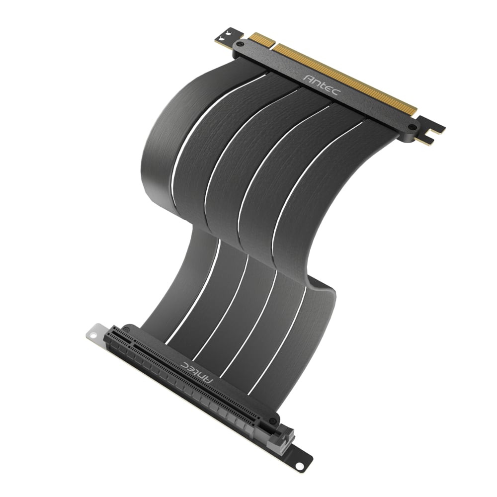 Antec GPU Riser Cable PCIE 4.0 Black (200mm) 1 AT-RCAB-BK200-PCIE4_wr_01.jpg. Antec GPU Riser Cable PCIE 4.0 Black (200mm)