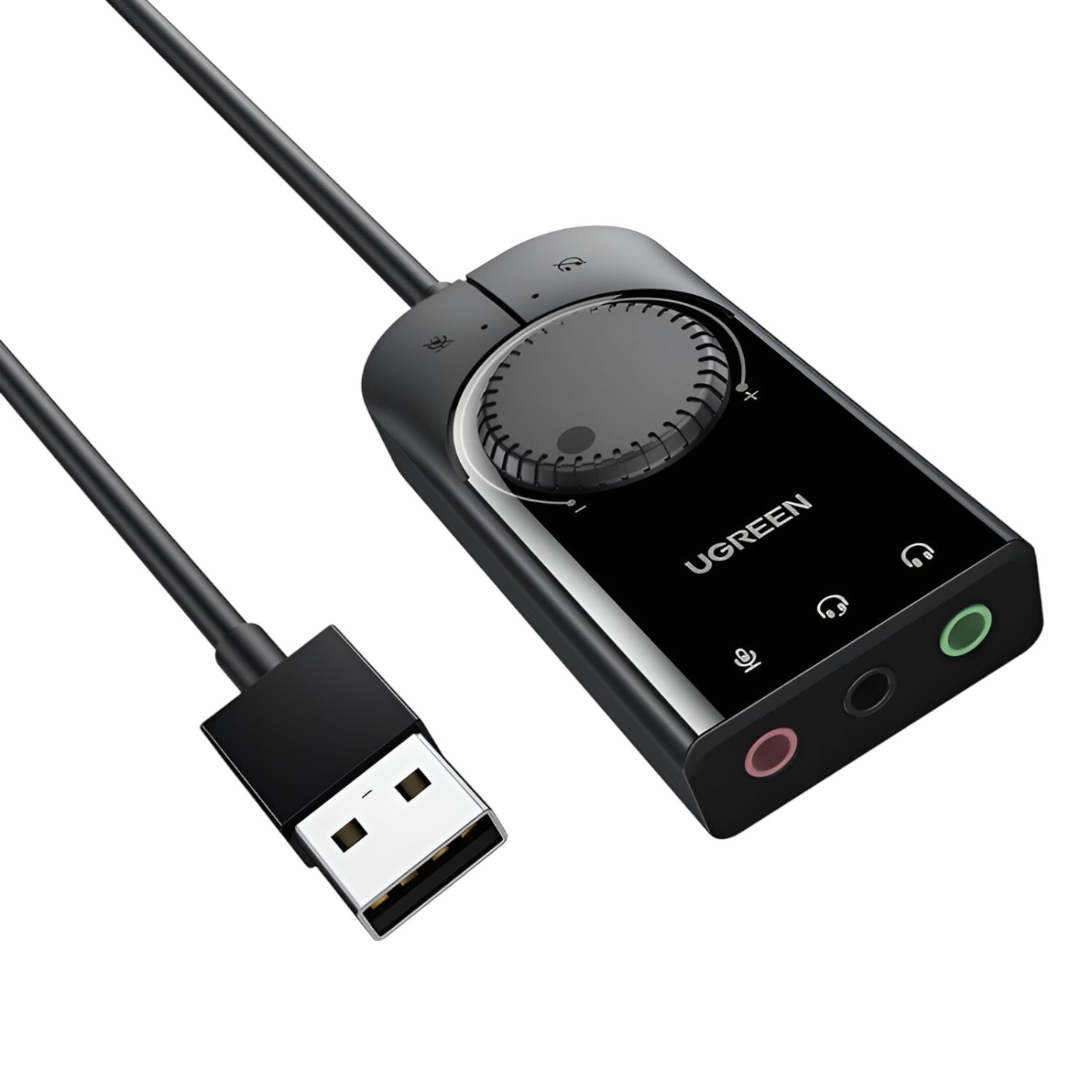 UGREEN CM129-40964 USB-A to 3.5mm External Stereo Sound Adapter - Black 1 CM129-40964-wr-06.jpg. UGREEN CM129-40964 USB-A to 3.5mm External Stereo Sound Adapter - Black