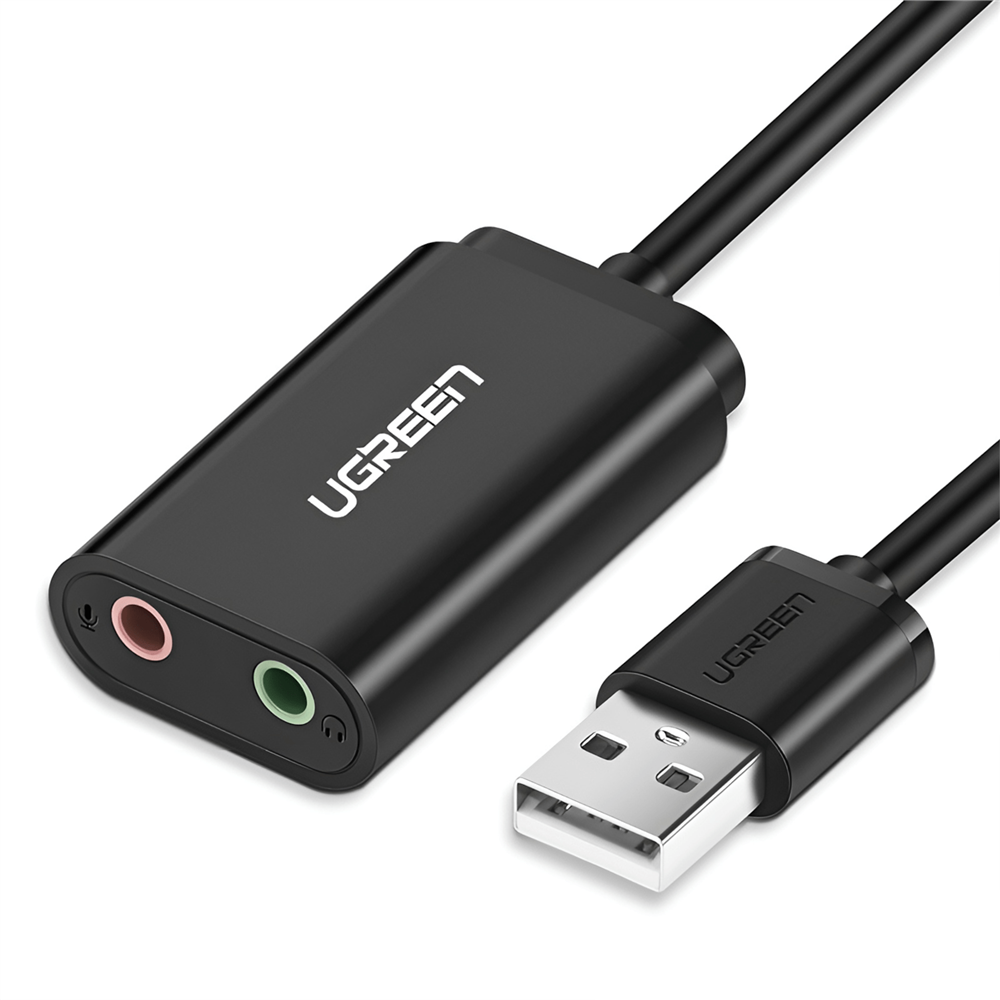 UGREEN USB to 3.5mm External Stereo Sound Adapter - Black 1 US205-30724-wr-01.png. UGREEN USB to 3.5mm External Stereo Sound Adapter - Black