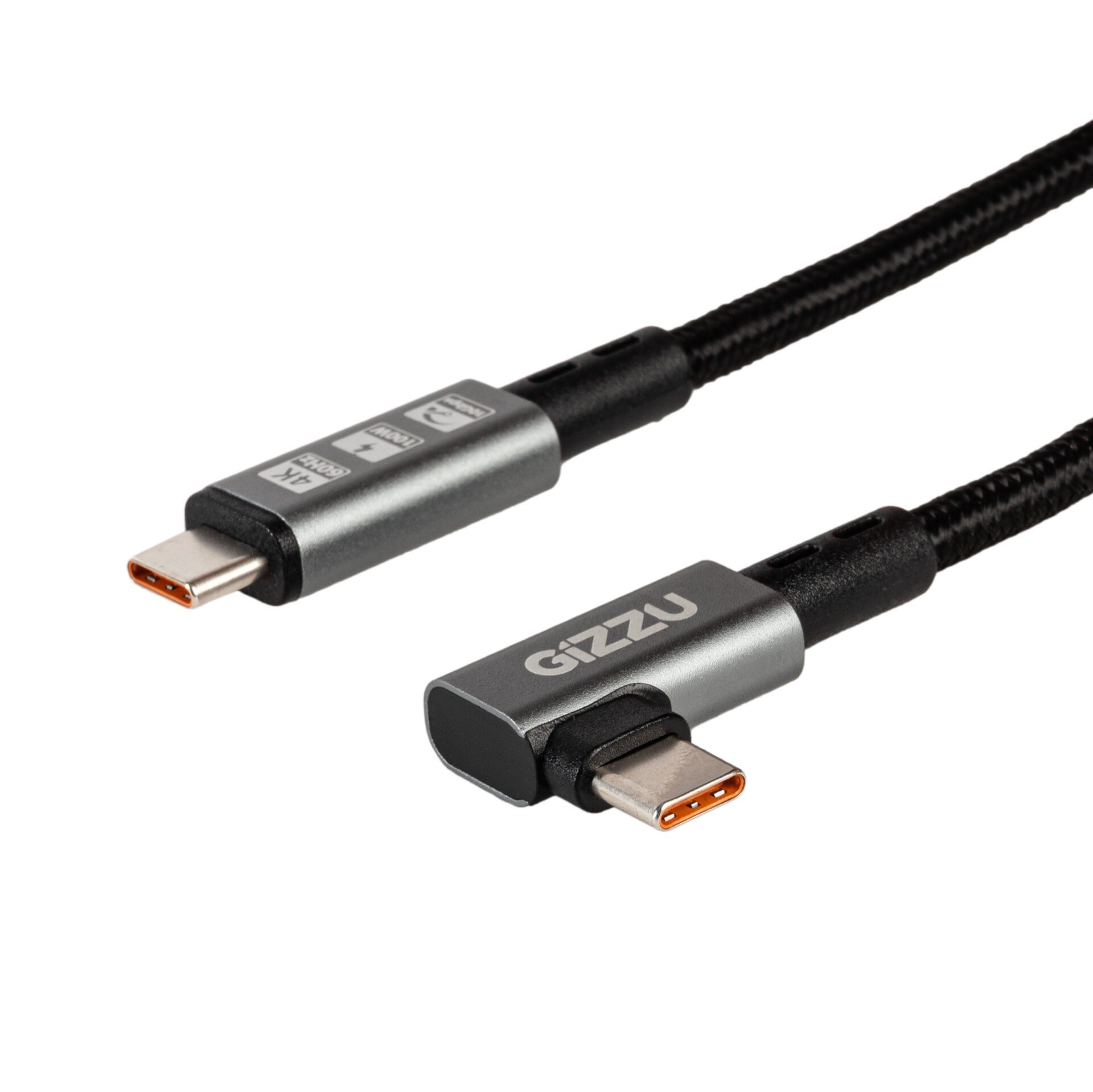 Gizzu 100W 10Gbps Type-C Angled 1m Cable 1 GIZZU-GCPCC10010G90-01-100W-10Gbps-Type-C-Angled-1. Gizzu 100W 10Gbps Type-C Angled 1m Cable