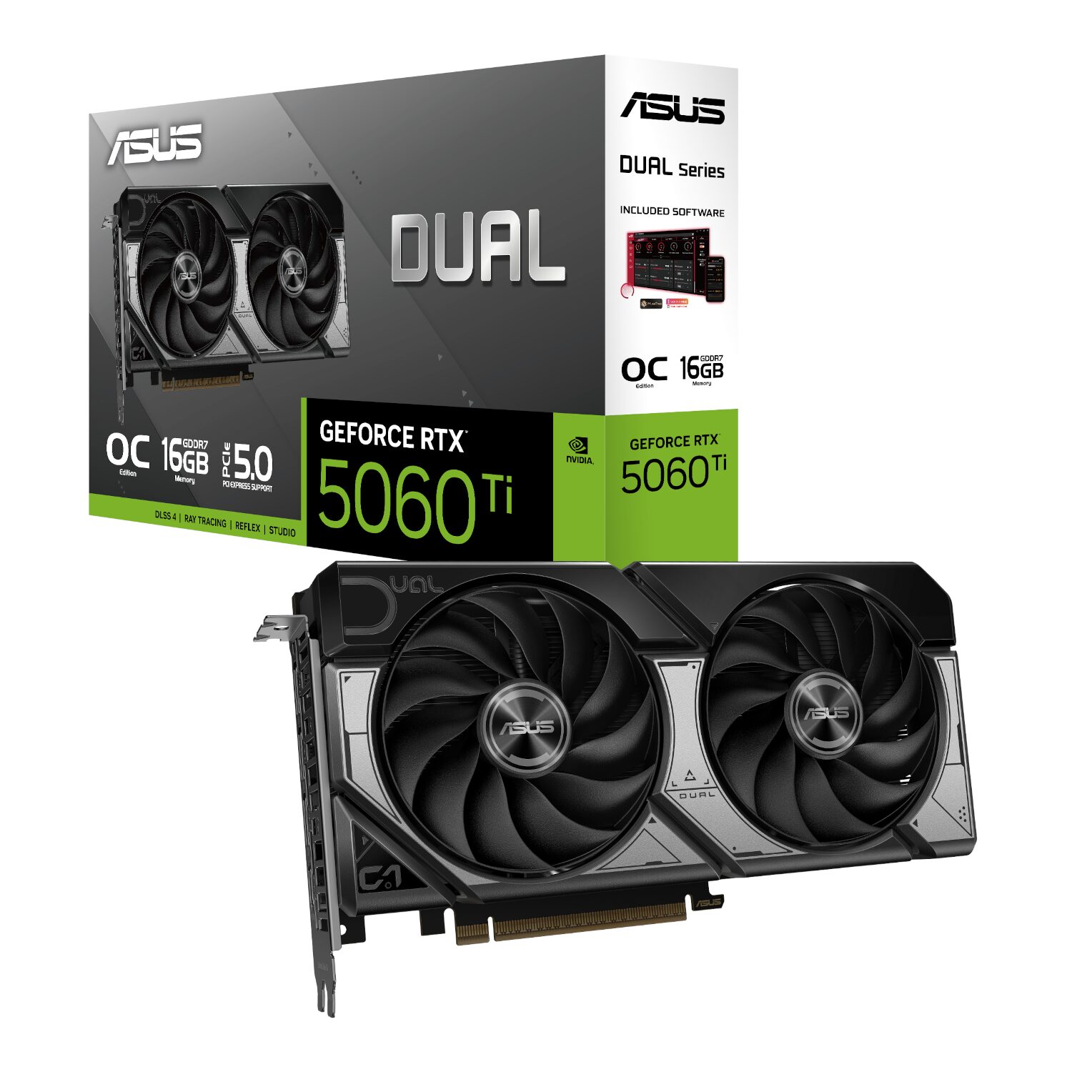 ASUS Dual GeForce RTX 5060 Ti OC Edition 16GB GDDR7 Graphics Card 1 DUAL-RTX5060TI-O16G-WR-01.jpg. ASUS Dual GeForce RTX 5060 Ti OC Edition 16GB GDDR7 Graphics Card