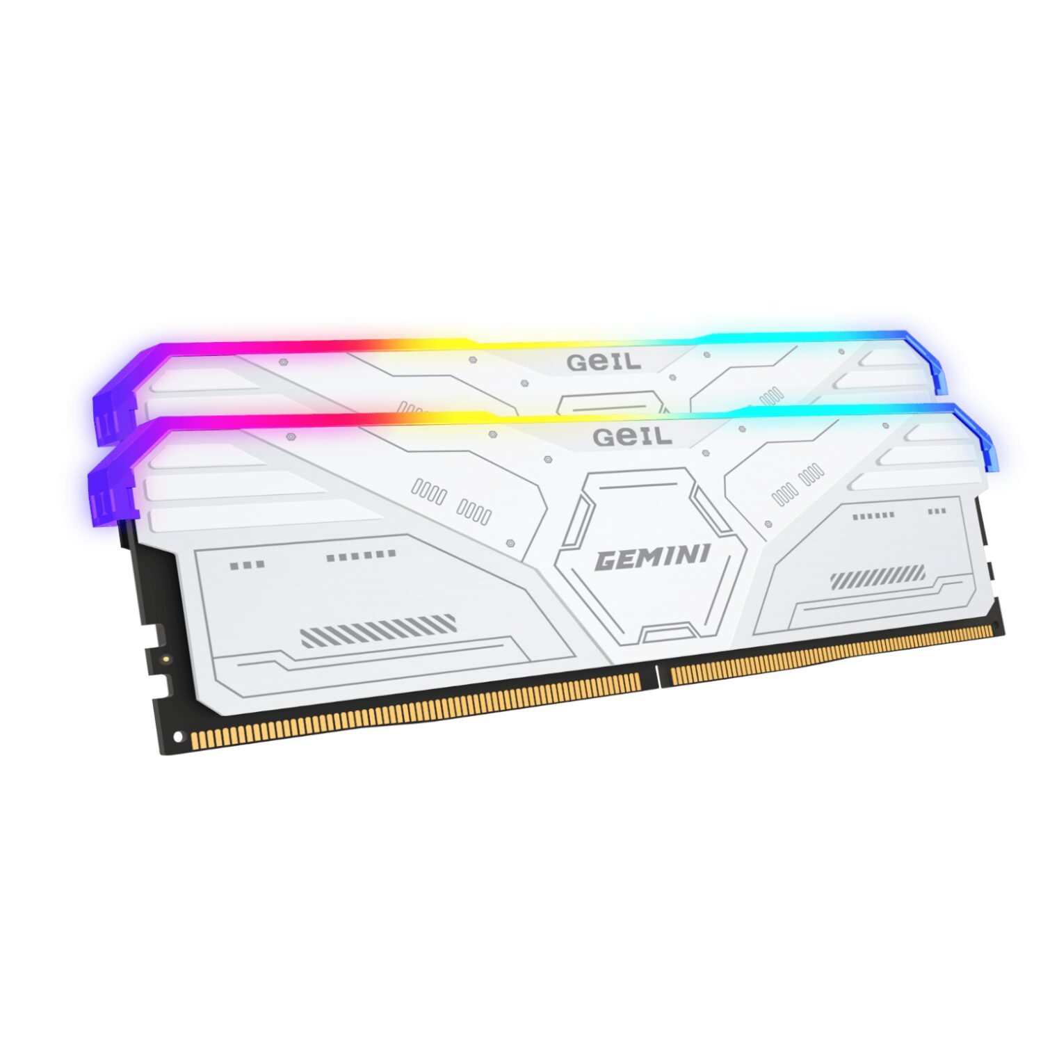GeiL Gemini RGB 32GB KIT(2X16GB) 6000MHz DDR5 Desktop Gaming Memory - White 1 GAMSW532GB6000C38BDC-WR-02.jpg. GeiL Gemini RGB 32GB KIT(2X16GB) 6000MHz DDR5 Desktop Gaming Memory - White