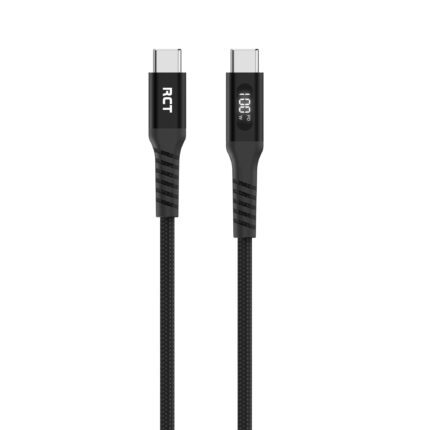 rct-c-c-bk1_75ja.jpg. RCT USBC-USBC 2M Cable 100W (Black with LED Display)