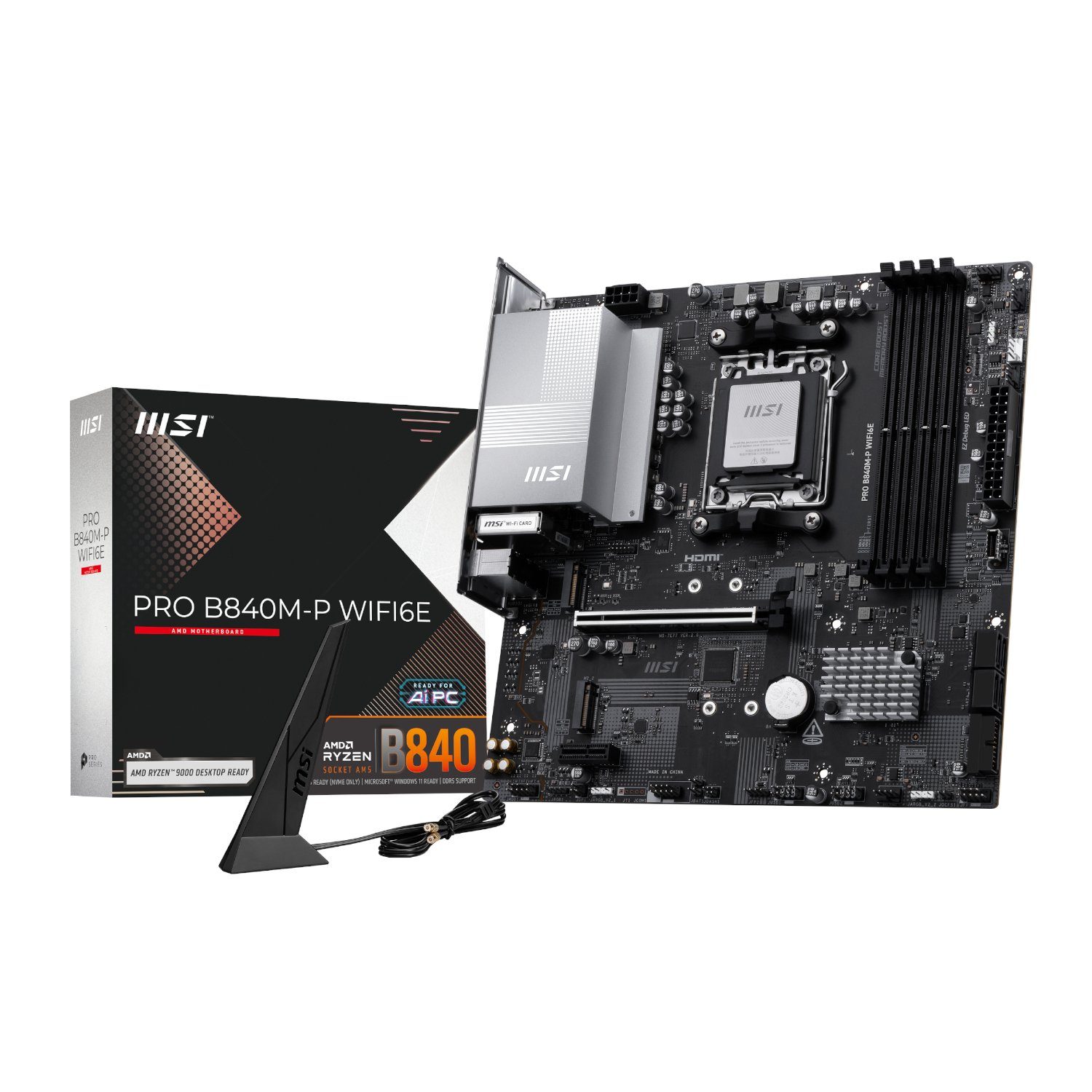 MSI PRO B840M-P Wi-Fi 6E AMD AM5 MATX Gaming Motherboard 1 PROB840M-PWIFI6E_MSI-PRO-B840M-P-WIFI6E-AM5-mATX-M. MSI PRO B840M-P Wi-Fi 6E AMD AM5 MATX Gaming Motherboard