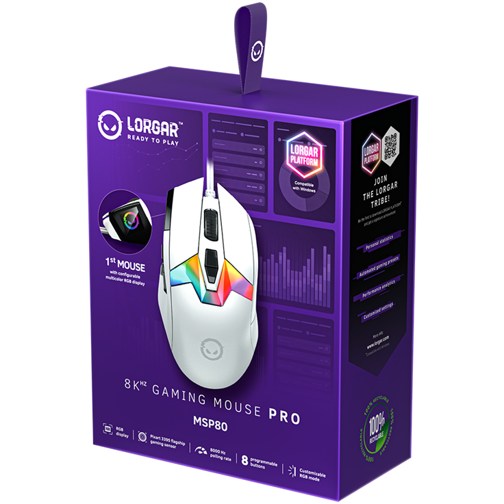 LORGAR MSP80, 8000 Hz Gaming Mouse Pro, White 8 250224080009398984.jpg. LORGAR MSP80, 8000 Hz Gaming Mouse Pro, White