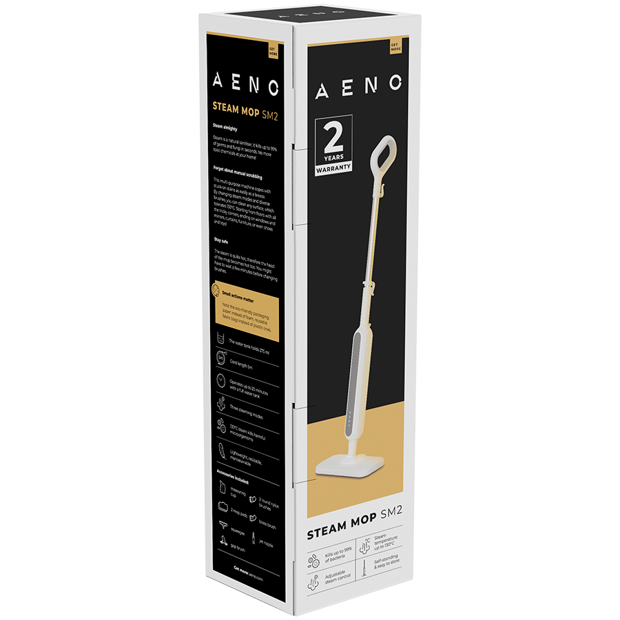 AENO Steam Mop SM2: 1200W, 130°C, IPX4, Tank Volume 275mL, 3 steam modes, s 16 250205132914875166.jpg. AENO Steam Mop SM2: 1200W, 130°C, IPX4, Tank Volume 275mL, 3 steam modes, s