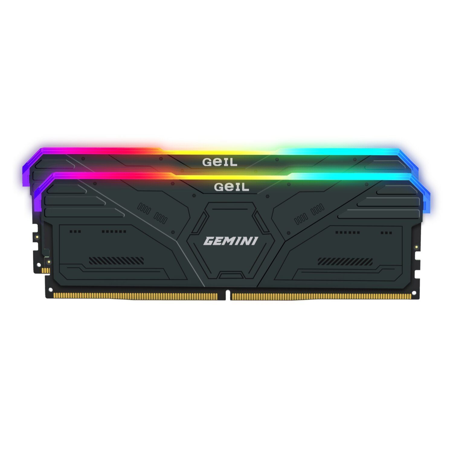 GeIL Gemini RGB 32GB DDR5 6000MHz Desktop Gaming Memory Kit (2 x 16GB) – Grey 1 GAMSG532GB6000C36CDC_GeIL-Gemini-RGB-32GB-DDR5-600. GeIL Gemini RGB 32GB DDR5 6000MHz Desktop Gaming Memory Kit (2 x 16GB) – Grey