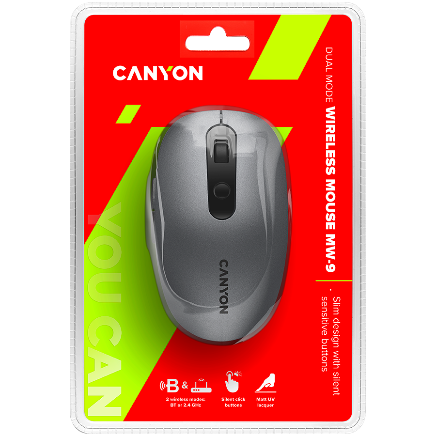 Canyon MW-9 Dual-Mode Wireless Optical Mouse - Grey 7 240627140013319729.jpg. Canyon MW-9 Dual-Mode Wireless Optical Mouse - Grey