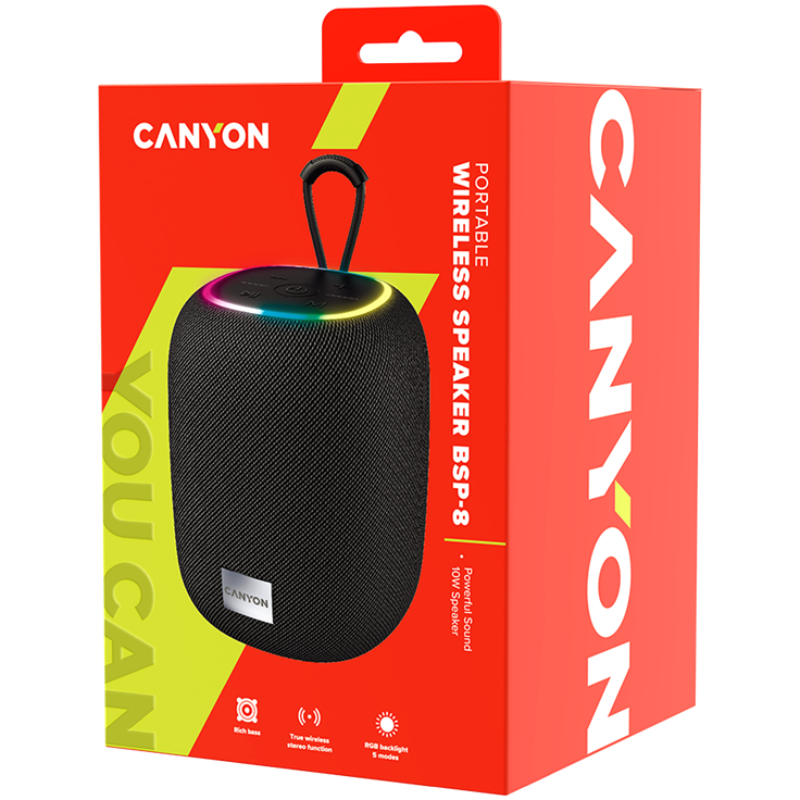 Canyon BSP-8 10W Bluetooth Speaker - Black 3 230403143201137461.jpg. Canyon BSP-8 10W Bluetooth Speaker - Black