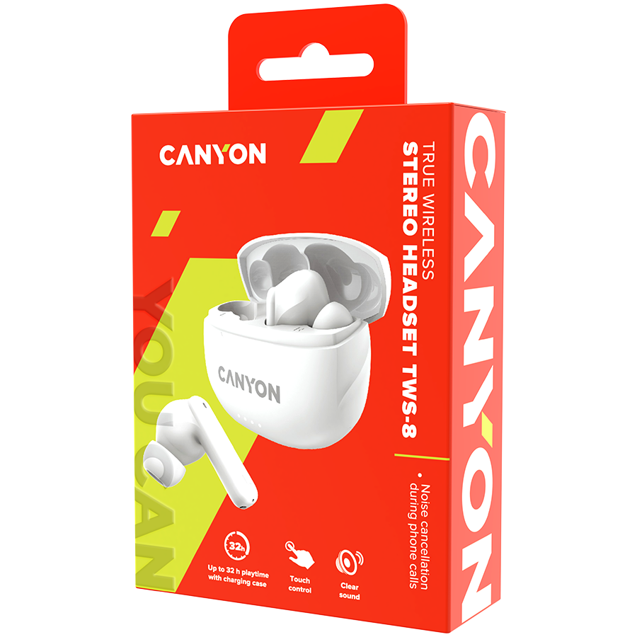 Canyon TWS-8 True Wireless Stereo Bluetooth ENC Headset - White 6 230301081551359898.jpg. Canyon TWS-8 True Wireless Stereo Bluetooth ENC Headset - White