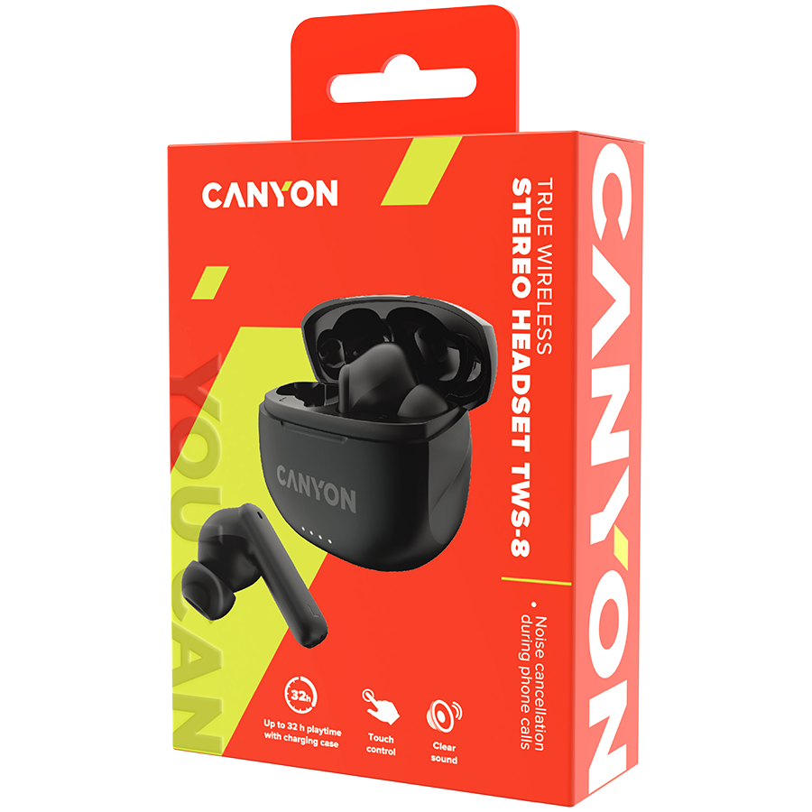 Canyon TWS-8 True Wireless Stereo Bluetooth Headset with ENC - Black 7 230301081808978228.jpg. Canyon TWS-8 True Wireless Stereo Bluetooth Headset with ENC - Black