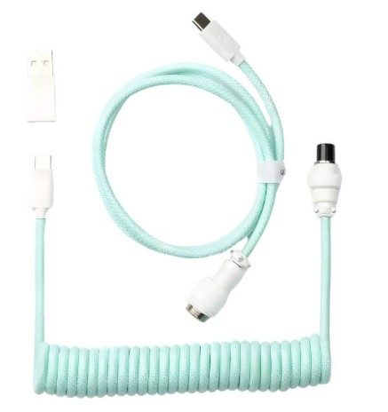 Keychron Coiled Aviator Custom USB Cable | Straight | Mint Green 1 CAB-18 #4. Keychron Coiled Aviator Custom USB Cable | Straight | Mint Green