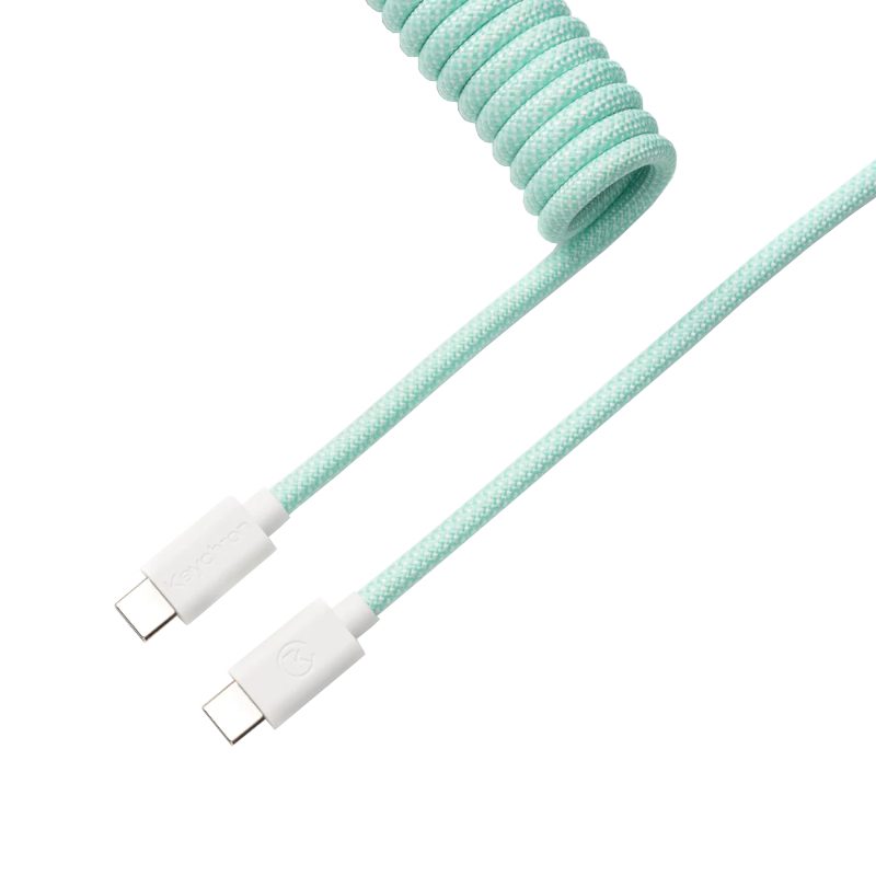 Keychron Coiled Aviator Custom USB Cable | Straight | Mint Green 2 CAB-18_wr_01.jpeg. Keychron Coiled Aviator Custom USB Cable | Straight | Mint Green