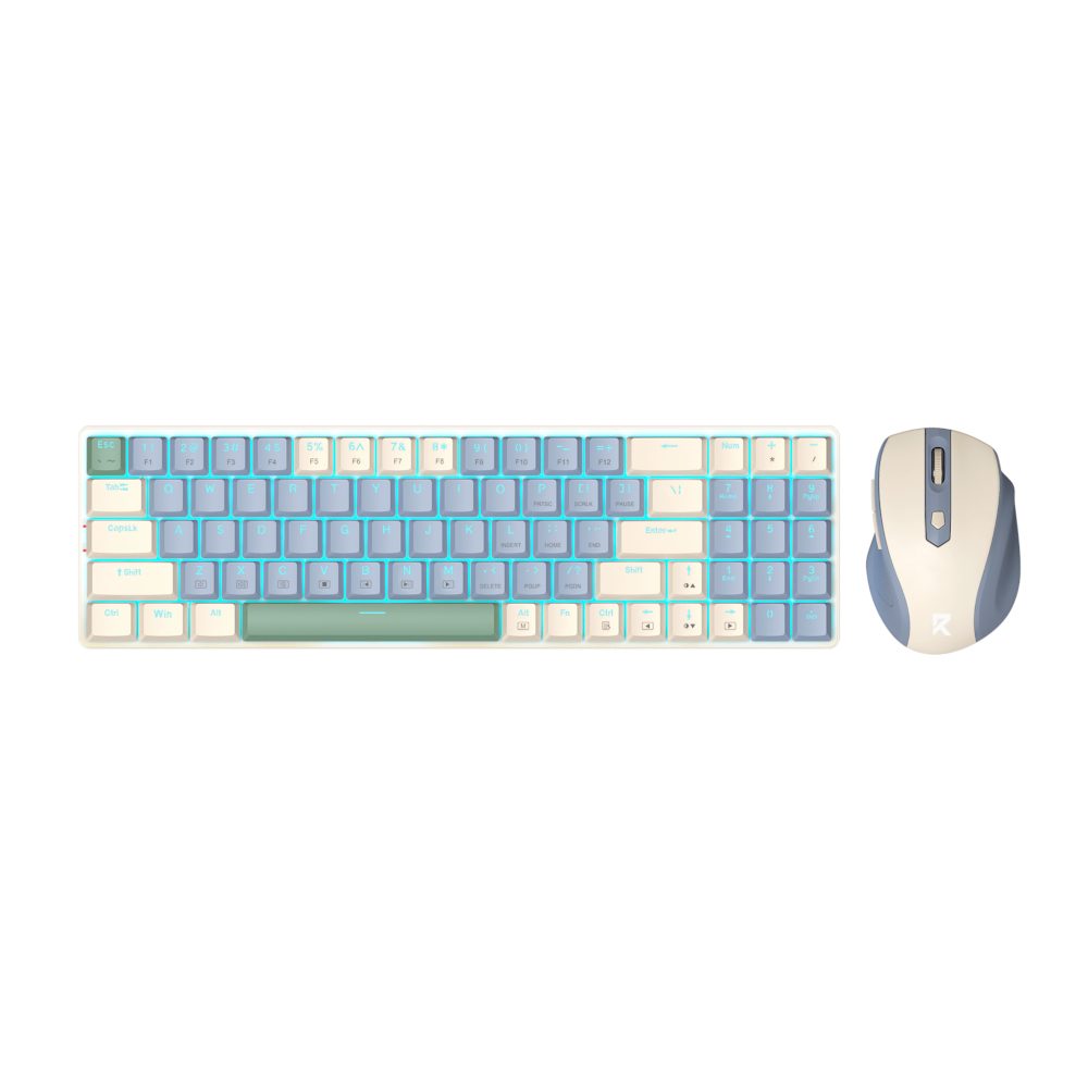 Redragon BS8772 Wireless Low-Profile Mechanical Keyboard and Mouse Combo - Cream/Blue 2 RD-BS-8772CB_wr_01.jpg. Redragon BS8772 Wireless Low-Profile Mechanical Keyboard and Mouse Combo - Cream/Blue