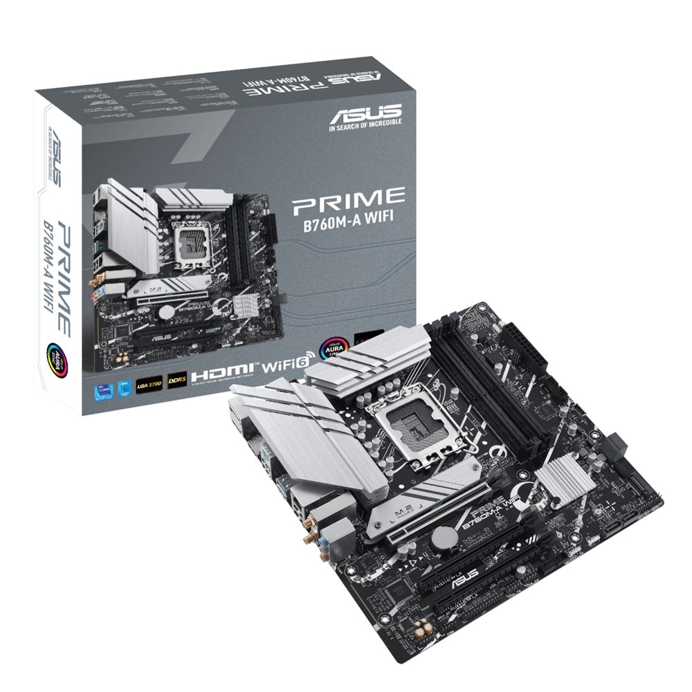 Asus Prime B760M-A WiFi Motherboard | LGA 1700 | DDR5 | PCIe 4.00 | Dual M.2 | WiFi 6 | mATX 2 Asus_PRIME-B760M-A-WIFI_wr_01a.jpg. Asus Prime B760M-A WiFi Motherboard | LGA 1700 | DDR5 | PCIe 4.00 | Dual M.2 | WiFi 6 | mATX