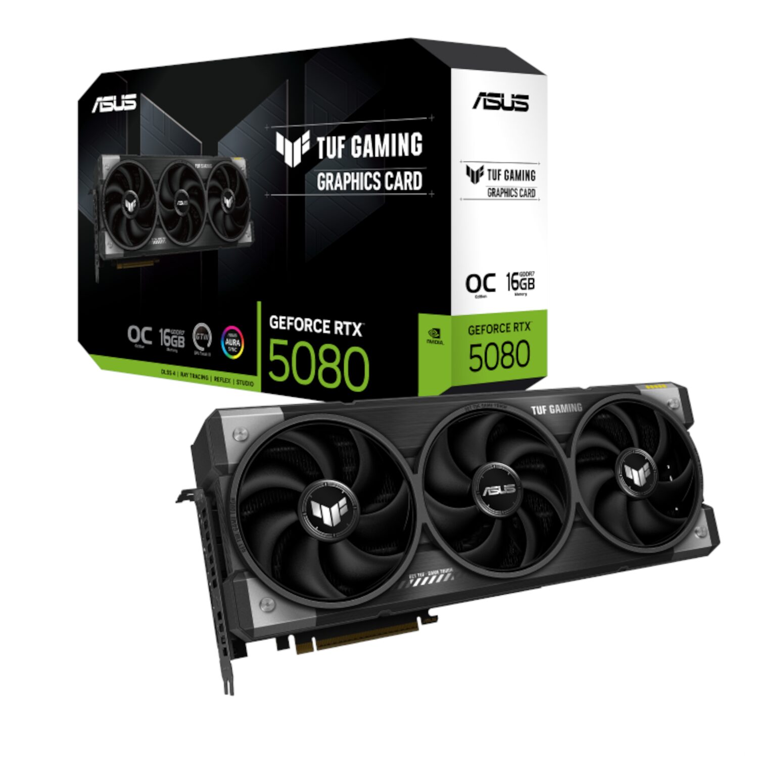 Asus TUF Gaming GeForce RTX 5080 OC Edition 16GB GDDR7 Graphics Card 2 TUF-RTX5080-O16G-GAMING-wr-01.jpg. Asus TUF Gaming GeForce RTX 5080 OC Edition 16GB GDDR7 Graphics Card