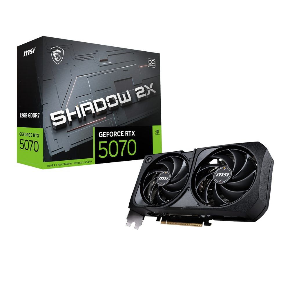 MSI GeForce RTX 5070 SHADOW 2X OC 12GB Graphics Card 2 MSI_RTX5070SHADOW2XOC12GB_wr_01a.jpg. MSI GeForce RTX 5070 SHADOW 2X OC 12GB Graphics Card