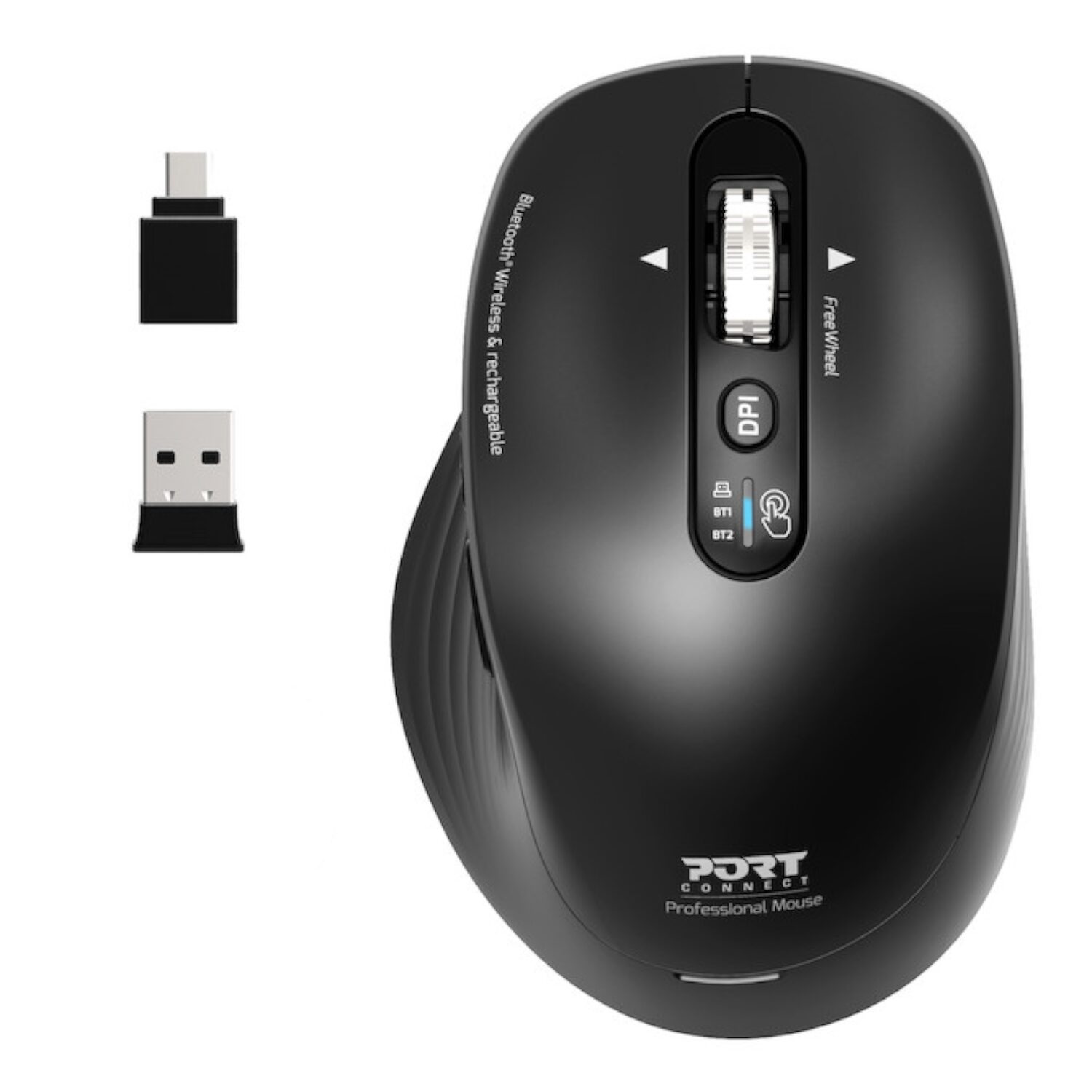 Port Connect Business Bluetooth and Wireless Rechargeable Mouse - Black 2 910202-WR-02.jpg. Port Connect Business Bluetooth and Wireless Rechargeable Mouse - Black