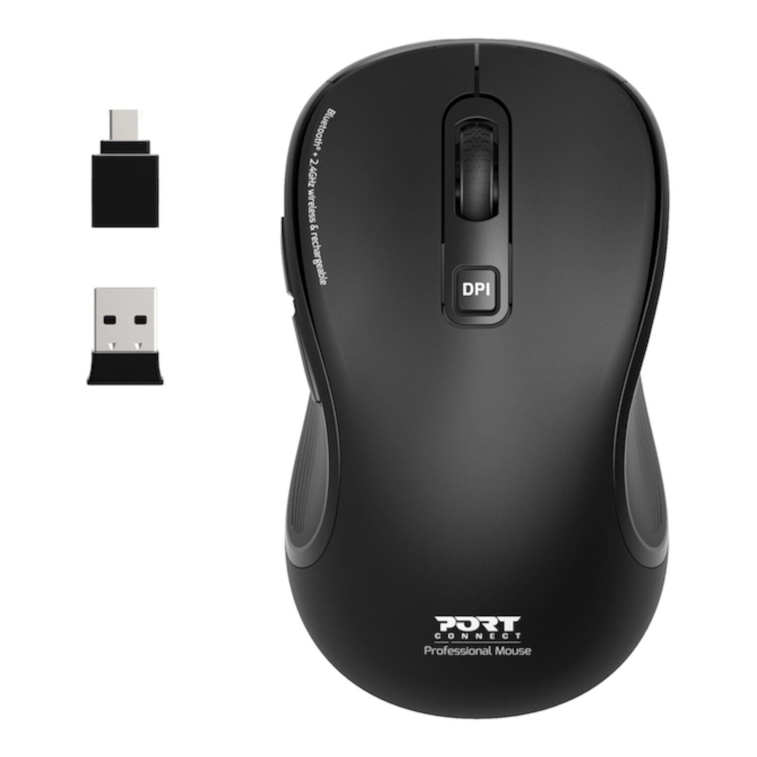 Port Connect Essential Bluetooth and Wireless Rechargeable Mouse 2 910010-WR-01.jpg. Port Connect Essential Bluetooth and Wireless Rechargeable Mouse