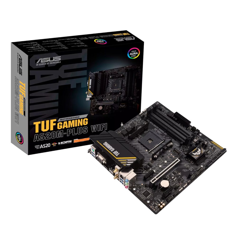 Asus TUF Gaming A520M-Plus WiFi Motherboard | AMD AM4 | DDR4 | M.2 | WiFi 5 | mATX 2 TUFGAMINGA520M-PLUSWIFI_wr_01.jpg. Asus TUF Gaming A520M-Plus WiFi Motherboard | AMD AM4 | DDR4 | M.2 | WiFi 5 | mATX