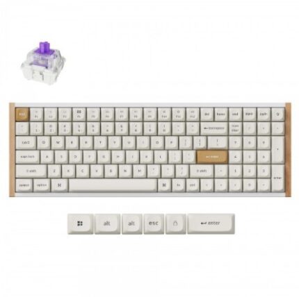 K4H-Q1 #2. Keychron K4 HE Wireless Magnetic Switch Custom Mechanical Keyboard - White (Special Edition Wood + Aluminium)
