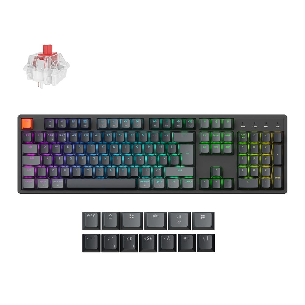 Keychron K10 QMK Full-size RGB Wireless Custom Mechanical Keyboard V.2 | Super RED Switch – Black 2 K10X-H1_Keychron-K10-QMK-Full-size-RGB-Wireless-Cu. Keychron K10 QMK Full-size RGB Wireless Custom Mechanical Keyboard V.2 | Super RED Switch – Black