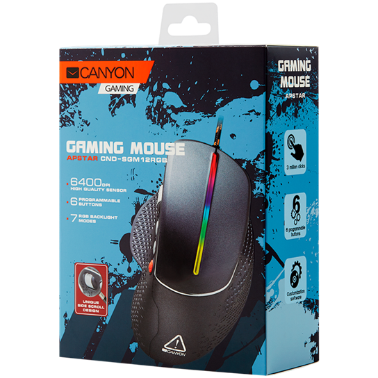 Canyon Apstar GM-12 Wired RGB Gaming Mouse - Dark Grey 5 240624180012130825.jpg. Canyon Apstar GM-12 Wired RGB Gaming Mouse - Dark Grey