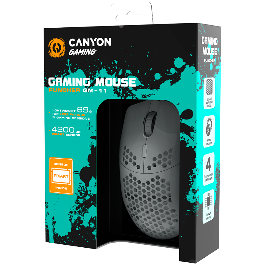 Canyon Puncher GM-11 Ultralight RGB Gaming Mouse - White 6 240625140014028608.jpg. Canyon Puncher GM-11 Ultralight RGB Gaming Mouse - White