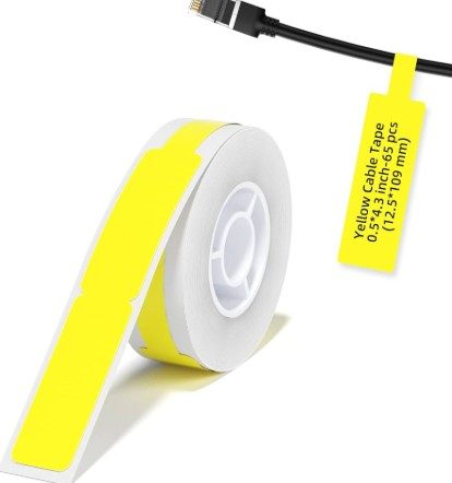 Niimbot D11/D110/D101/H1S Yellow Cable Thermal Label Tape (12.5x109mm, 65 pcs) 1 T12.5*74+35-65YELLOW CABL #2. Niimbot D11/D110/D101/H1S Yellow Cable Thermal Label Tape (12.5x109mm, 65 pcs)